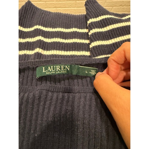Lauren Ralph Lauren Striped Ribbed Boat Neck Sweater Long Sleeve - Picture 4 of 4